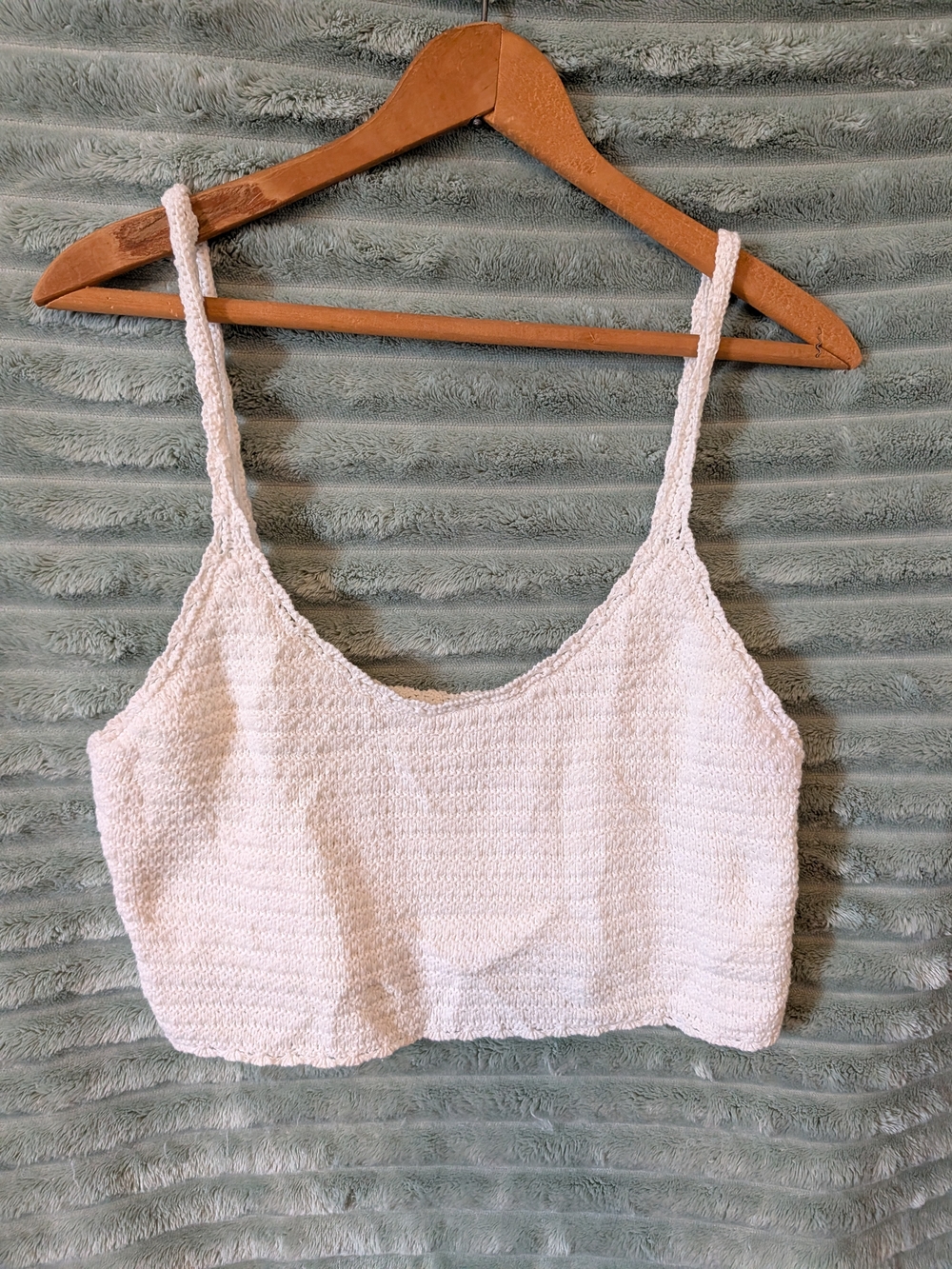 Aerie White Knit Cropped Camisole With Lining